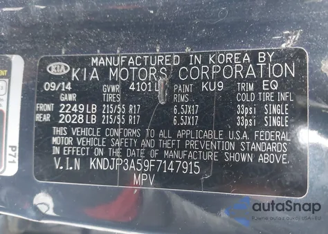 2015 Kia Soul + from USA, damaged, VIN KNDJP3A59F7147915